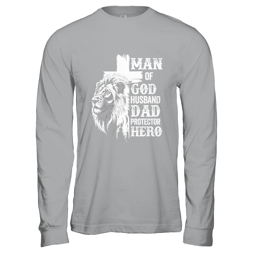Man Of God Dad Husband Protector Hero Christian Father's Day Shirt & Hoodie | teecentury