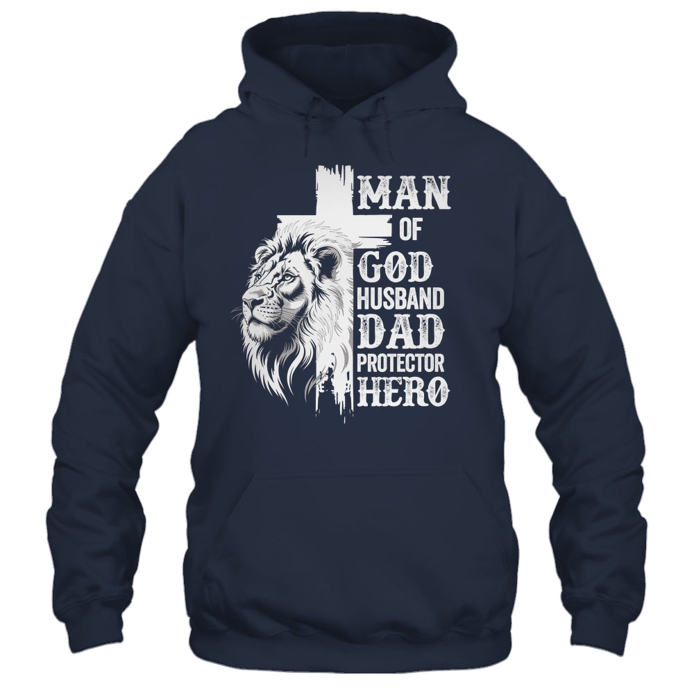 Man Of God Dad Husband Protector Hero Christian Father's Day Shirt & Hoodie | teecentury