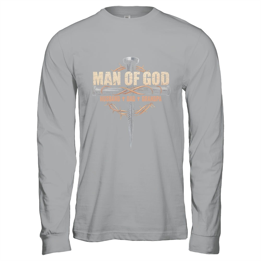 Man Of God Husband Dad Grandpa Cross Christian Fathers Day Shirt & Hoodie | teecentury