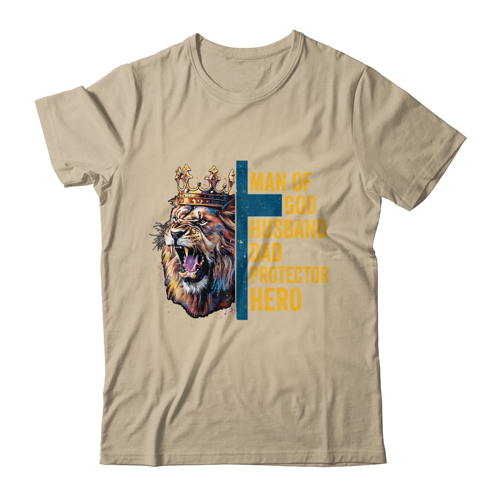 Man Of God Husband Dad Lion Religious Christian Father's Day Shirt & Hoodie | teecentury