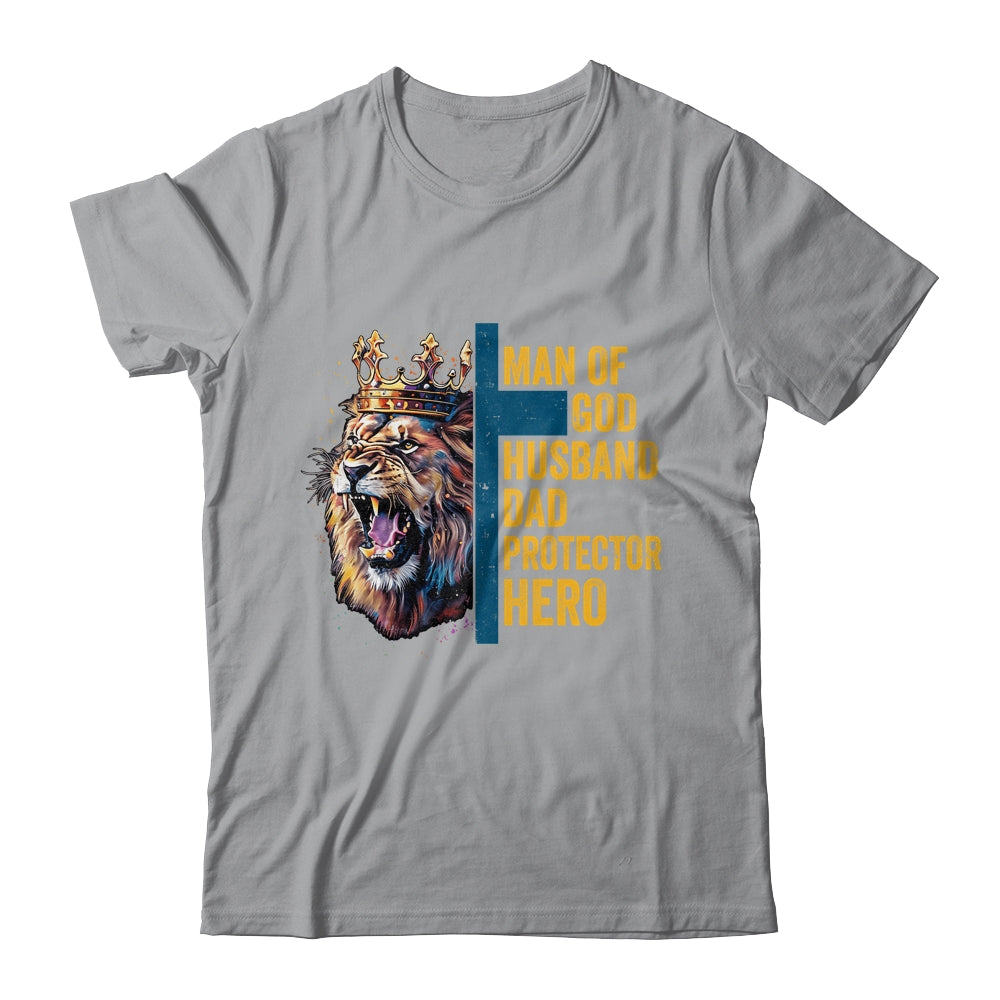 Man Of God Husband Dad Lion Religious Christian Father's Day Shirt & Hoodie | teecentury