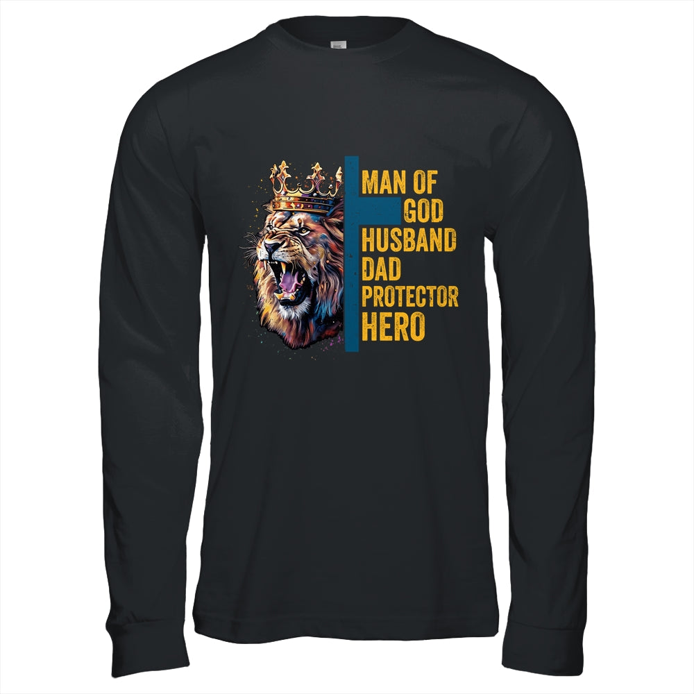 Man Of God Husband Dad Lion Religious Christian Father's Day Shirt & Hoodie | teecentury