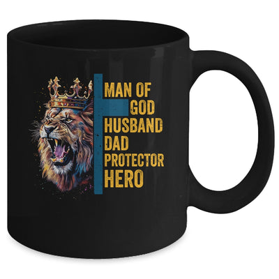 Man Of God Husband Dad Lion Religious Christian Father's Day Mug | teecentury