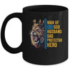 Man Of God Husband Dad Lion Religious Christian Father's Day Mug | teecentury