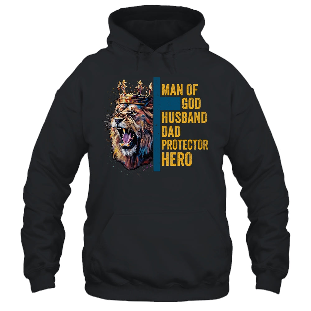 Man Of God Husband Dad Lion Religious Christian Father's Day Shirt & Hoodie | teecentury