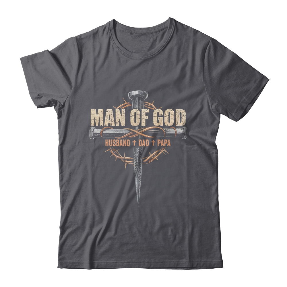 Man Of God Husband Dad Papa Cross Christian Fathers Day Shirt & Hoodie | teecentury