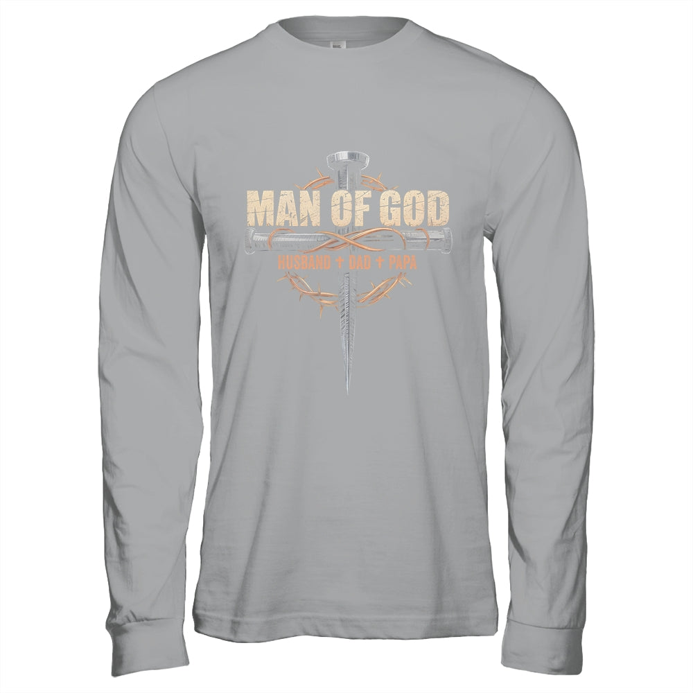 Man Of God Husband Dad Papa Cross Christian Fathers Day Shirt & Hoodie | teecentury