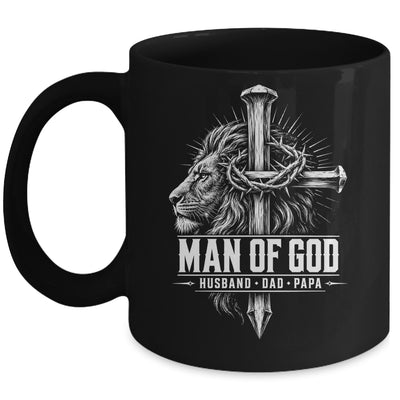 Man Of God Husband Dad Papa Lion Christian Father'S Day Men Mug | teecentury