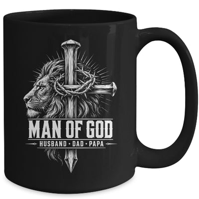 Man Of God Husband Dad Papa Lion Christian Father'S Day Men Mug | teecentury
