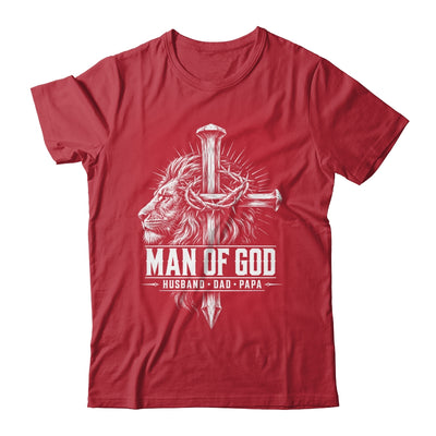 Man Of God Husband Dad Papa Lion Christian Father'S Day Men Shirt & Hoodie | teecentury