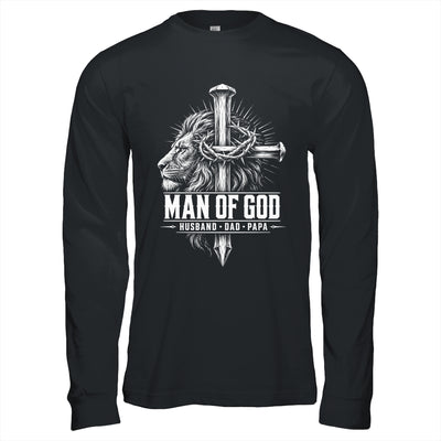 Man Of God Husband Dad Papa Lion Christian Father'S Day Men Shirt & Hoodie | teecentury