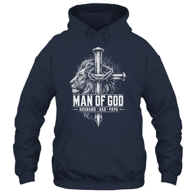 Man Of God Husband Dad Papa Lion Christian Father'S Day Men Shirt & Hoodie | teecentury