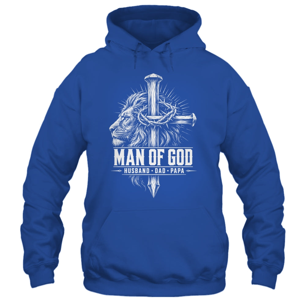 Man Of God Husband Dad Papa Lion Christian Father'S Day Men Shirt & Hoodie | teecentury