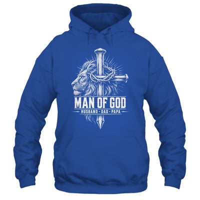 Man Of God Husband Dad Papa Lion Christian Father'S Day Men Shirt & Hoodie | teecentury