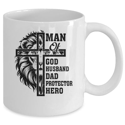 Man Of God Husband Dad Protector Hero Christian Father's Day Mug | teecentury