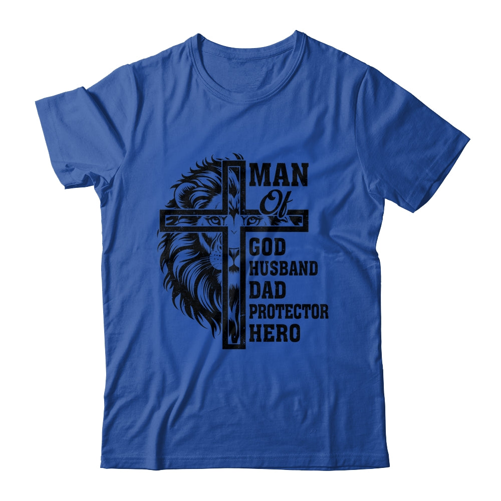 Man Of God Husband Dad Protector Hero Christian Father's Day Shirt & Hoodie | teecentury