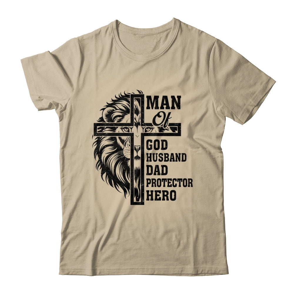 Man Of God Husband Dad Protector Hero Christian Father's Day Shirt & Hoodie | teecentury