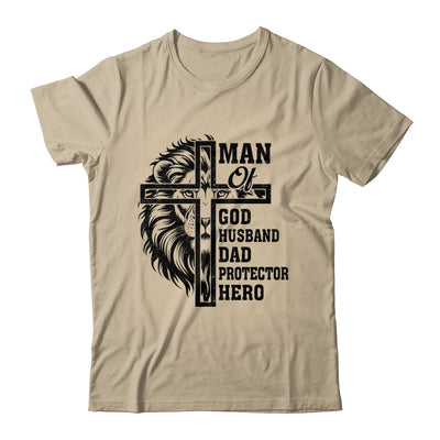 Man Of God Husband Dad Protector Hero Christian Father's Day Shirt & Hoodie | teecentury