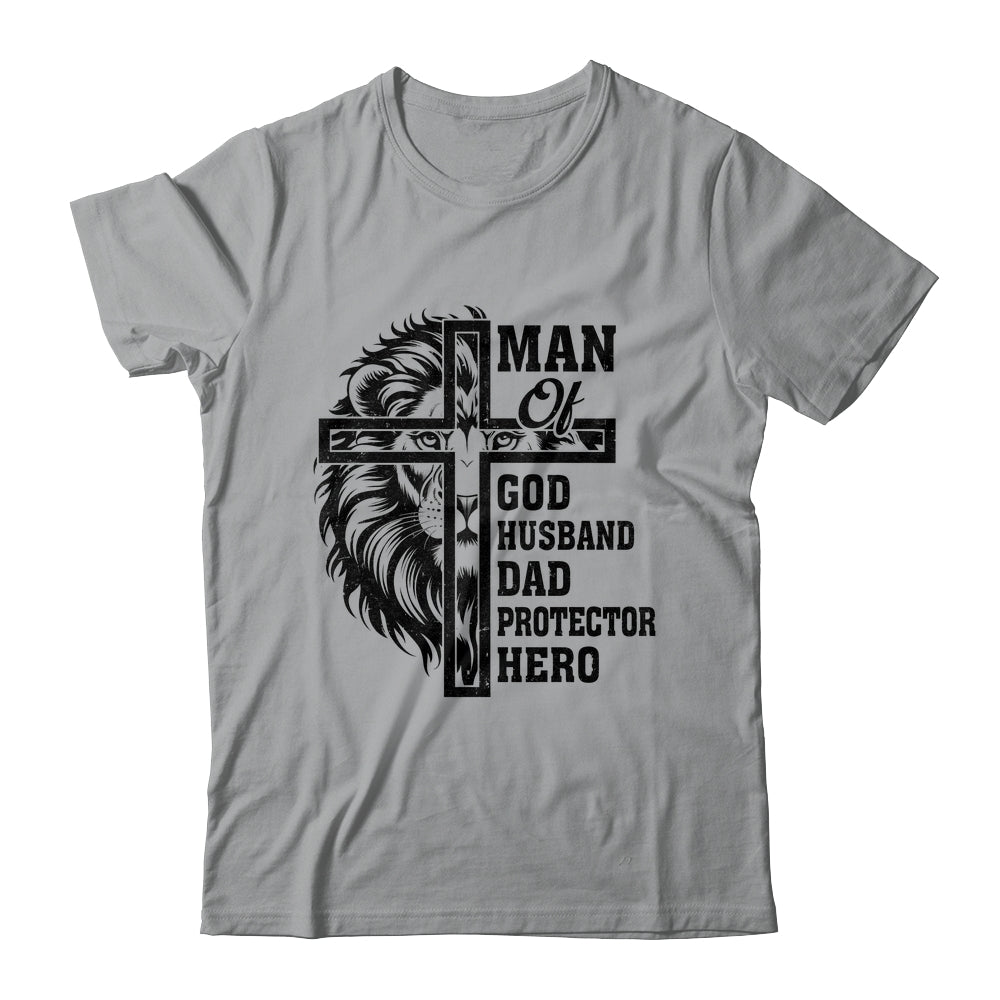 Man Of God Husband Dad Protector Hero Christian Father's Day Shirt & Hoodie | teecentury