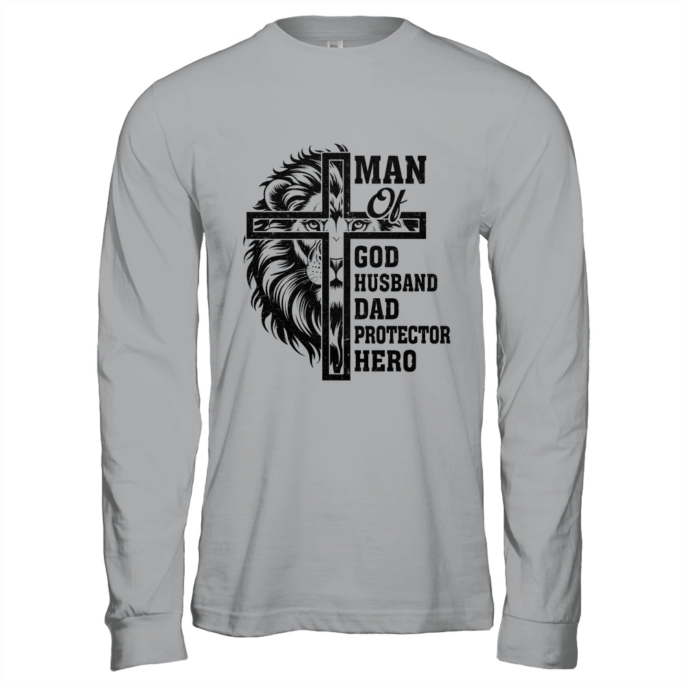 Man Of God Husband Dad Protector Hero Christian Father's Day Shirt & Hoodie | teecentury