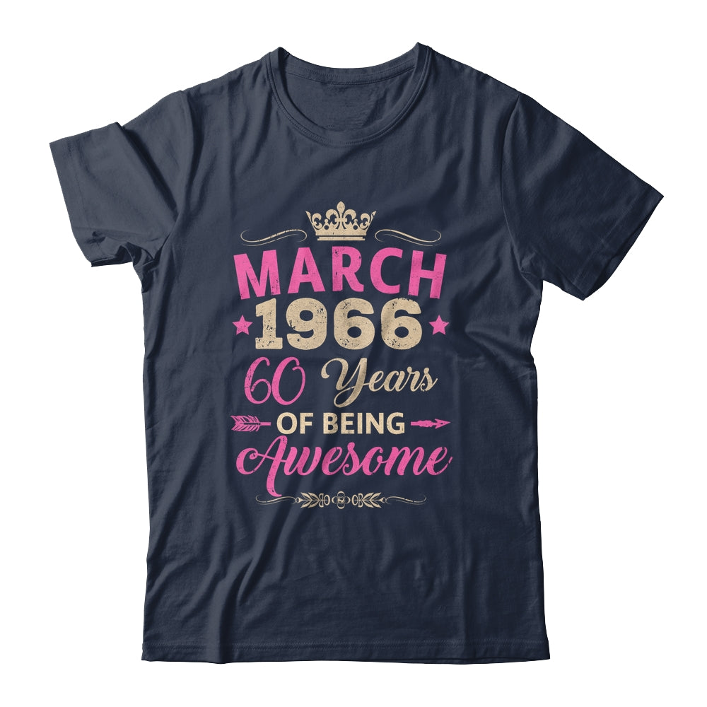 March 1966 60 Years Of Being Awesome Retro 60th Birthday Shirt & Tank Top | teecentury