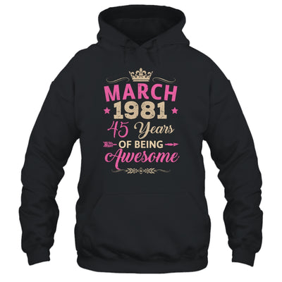 March 1981 45 Years Of Being Awesome Retro 45th Birthday Shirt & Tank Top | teecentury