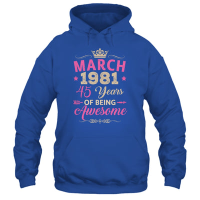 March 1981 45 Years Of Being Awesome Retro 45th Birthday Shirt & Tank Top | teecentury