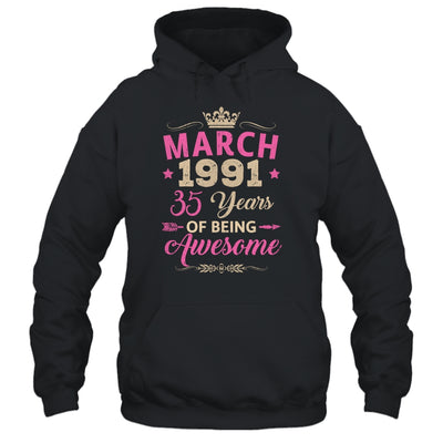 March 1991 35 Years Of Being Awesome Retro 35th Birthday Shirt & Tank Top | teecentury