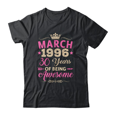 March 1996 30 Years Of Being Awesome Retro 30th Birthday Shirt & Tank Top | teecentury
