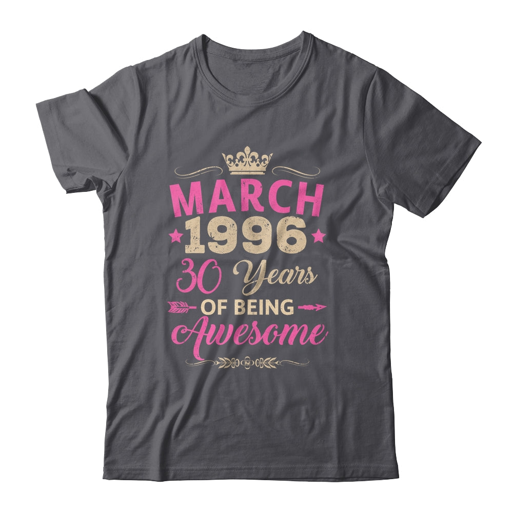 March 1996 30 Years Of Being Awesome Retro 30th Birthday Shirt & Tank Top | teecentury