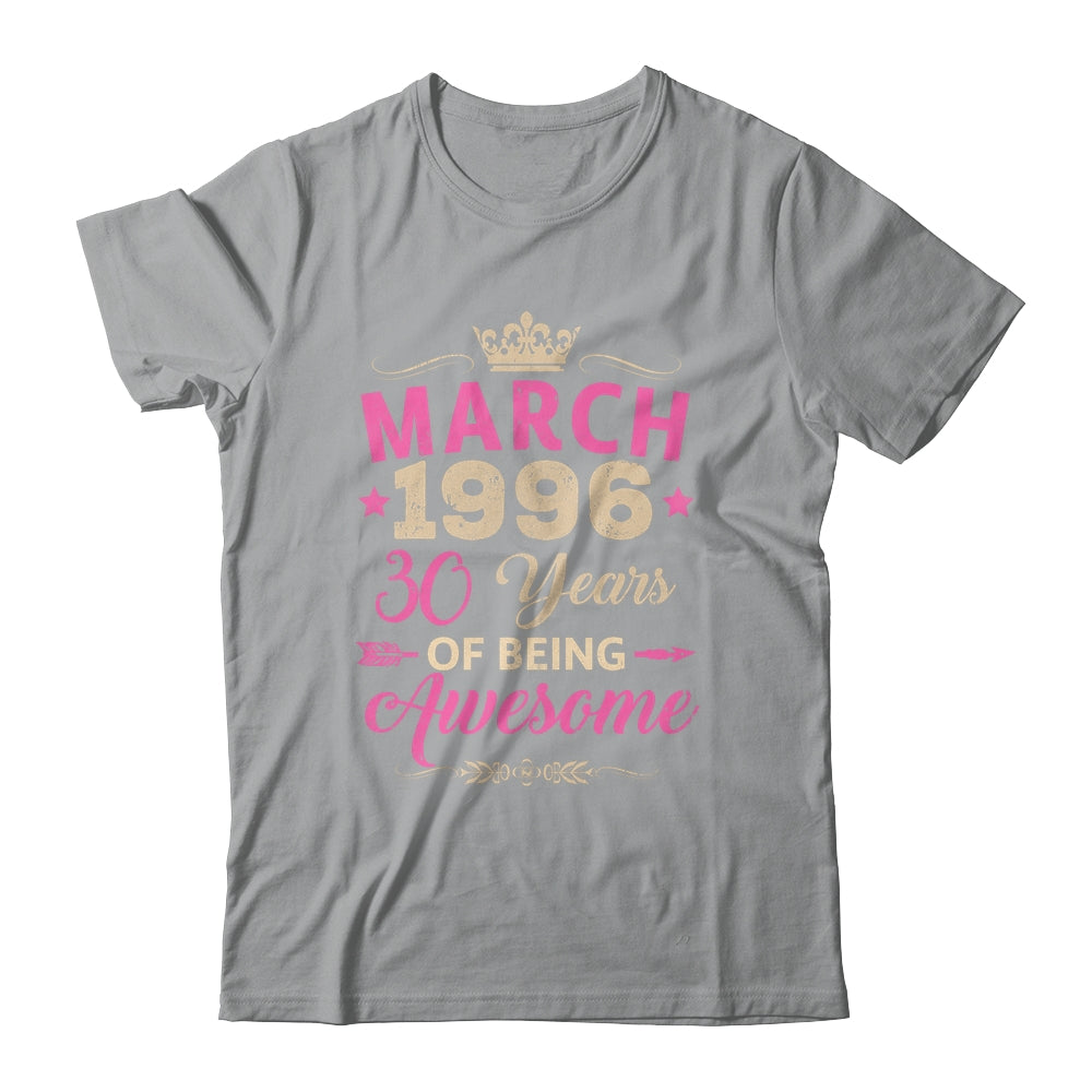 March 1996 30 Years Of Being Awesome Retro 30th Birthday Shirt & Tank Top | teecentury