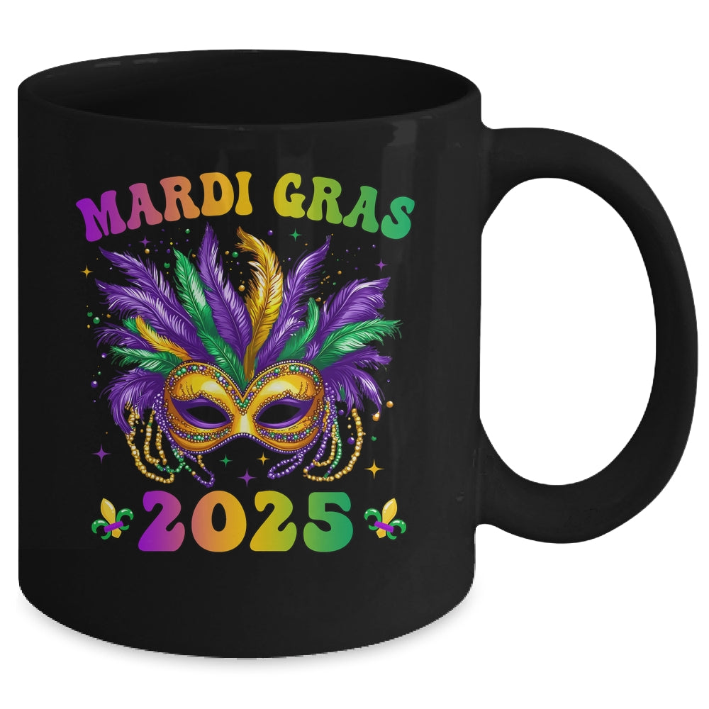 Mardi Gras 2025 Mask Feathers Mardi Gras Family Costume Cute Mug | teecentury