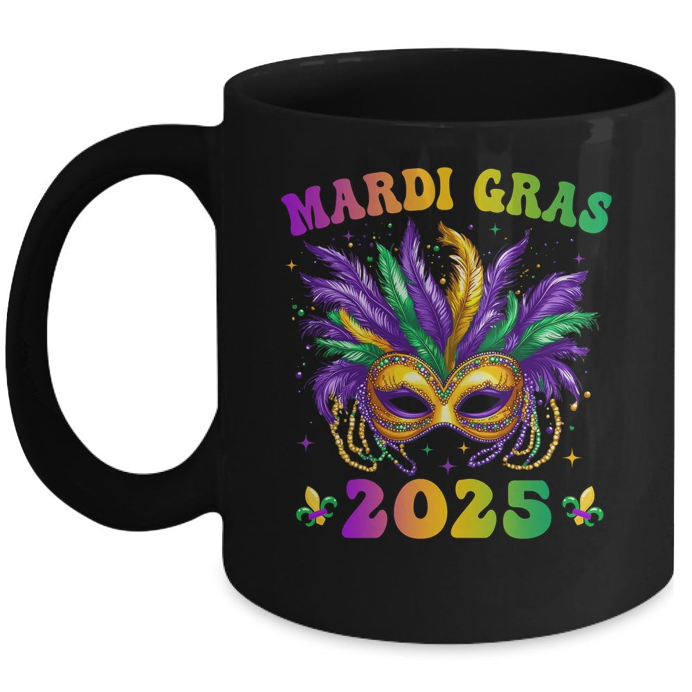 Mardi Gras 2025 Mask Feathers Mardi Gras Family Costume Cute Mug | teecentury