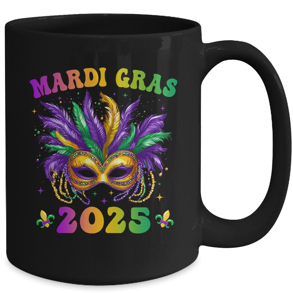 Mardi Gras 2025 Mask Feathers Mardi Gras Family Costume Cute Mug | teecentury