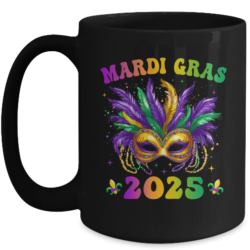 Mardi Gras 2025 Mask Feathers Mardi Gras Family Costume Cute Mug | teecentury