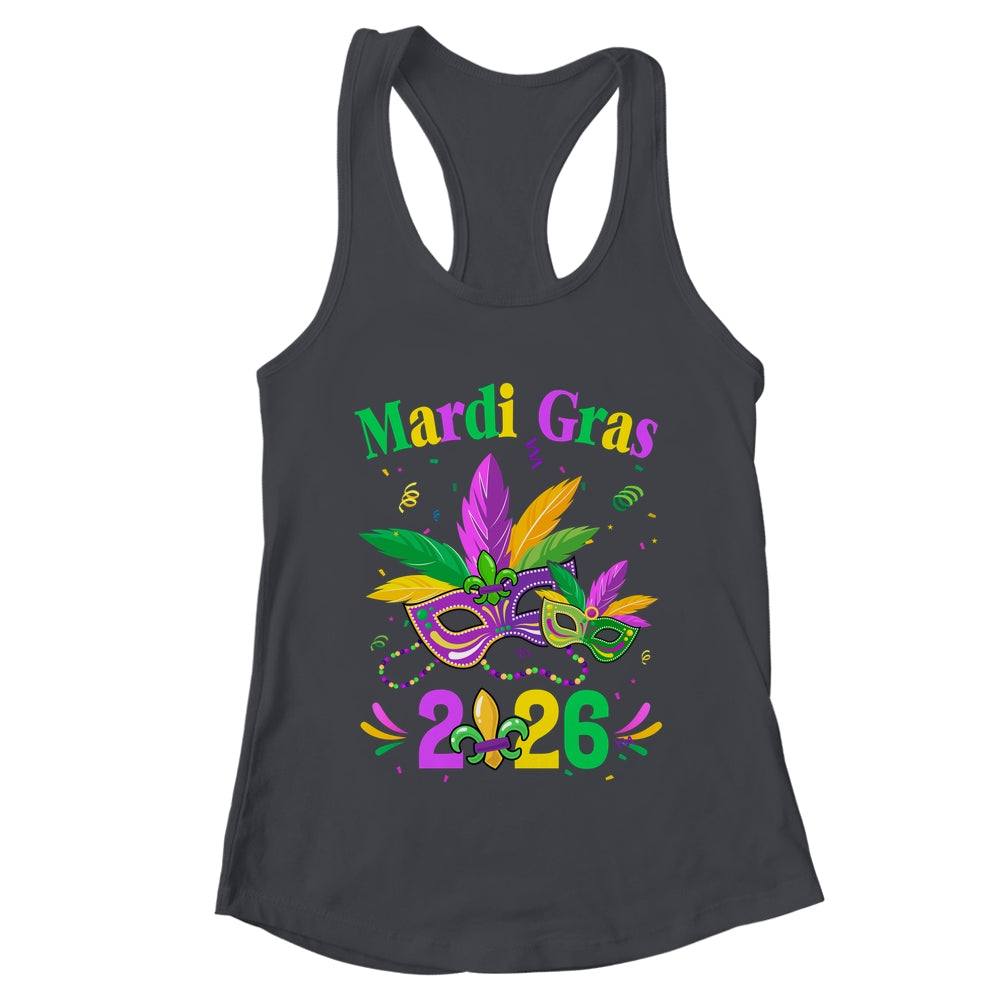 Mardi Gras 2026 Mask Costume Beads Carnival Party Outfit Shirt & Tank Top | teecentury