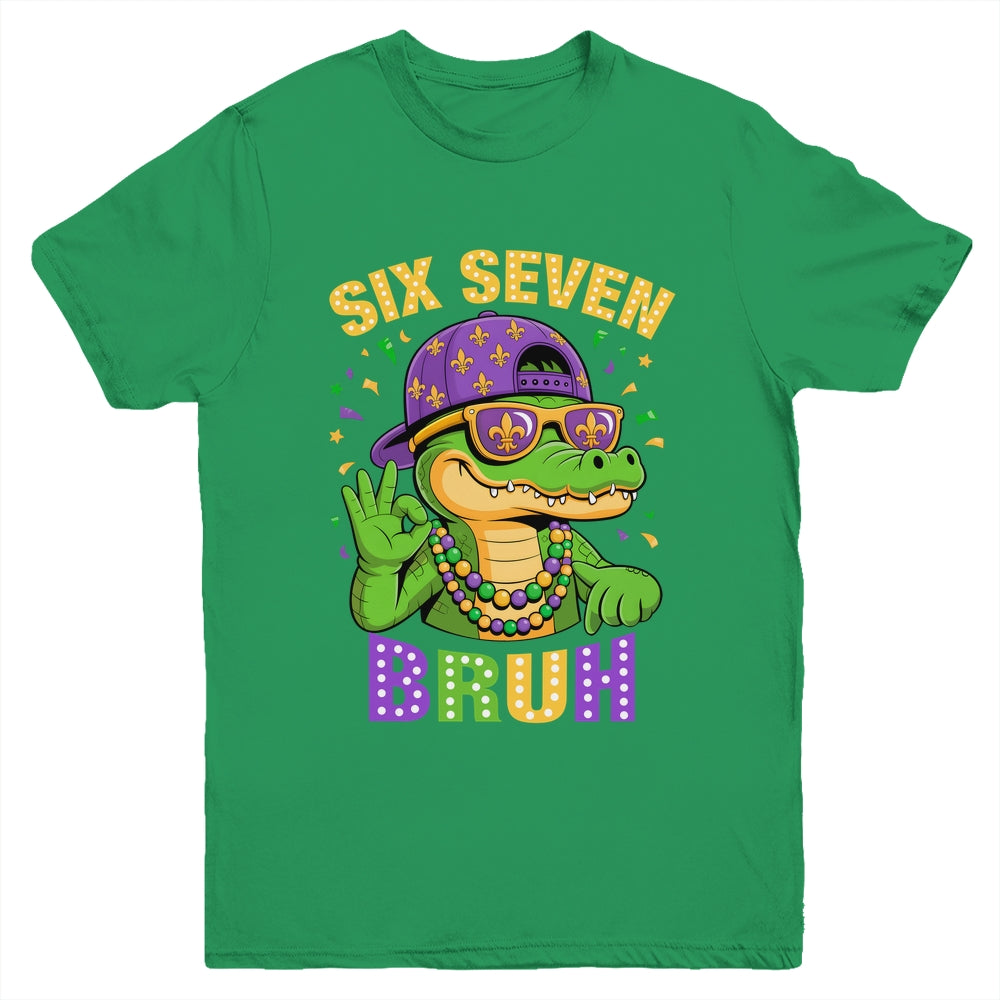 Mardi Gras 6 7 Meme Bruh Mardigator Alligator Six Seven Boy Youth Shirt | teecentury