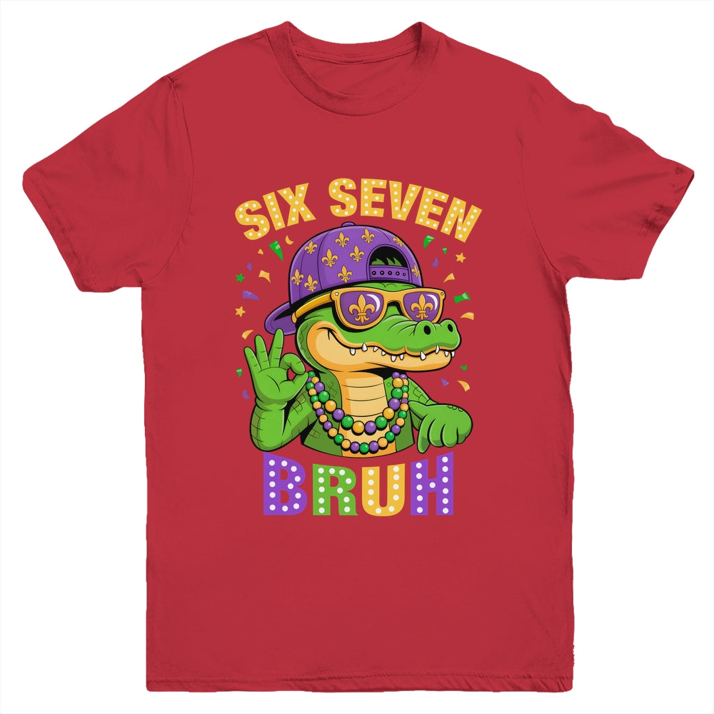 Mardi Gras 6 7 Meme Bruh Mardigator Alligator Six Seven Boy Youth Shirt | teecentury