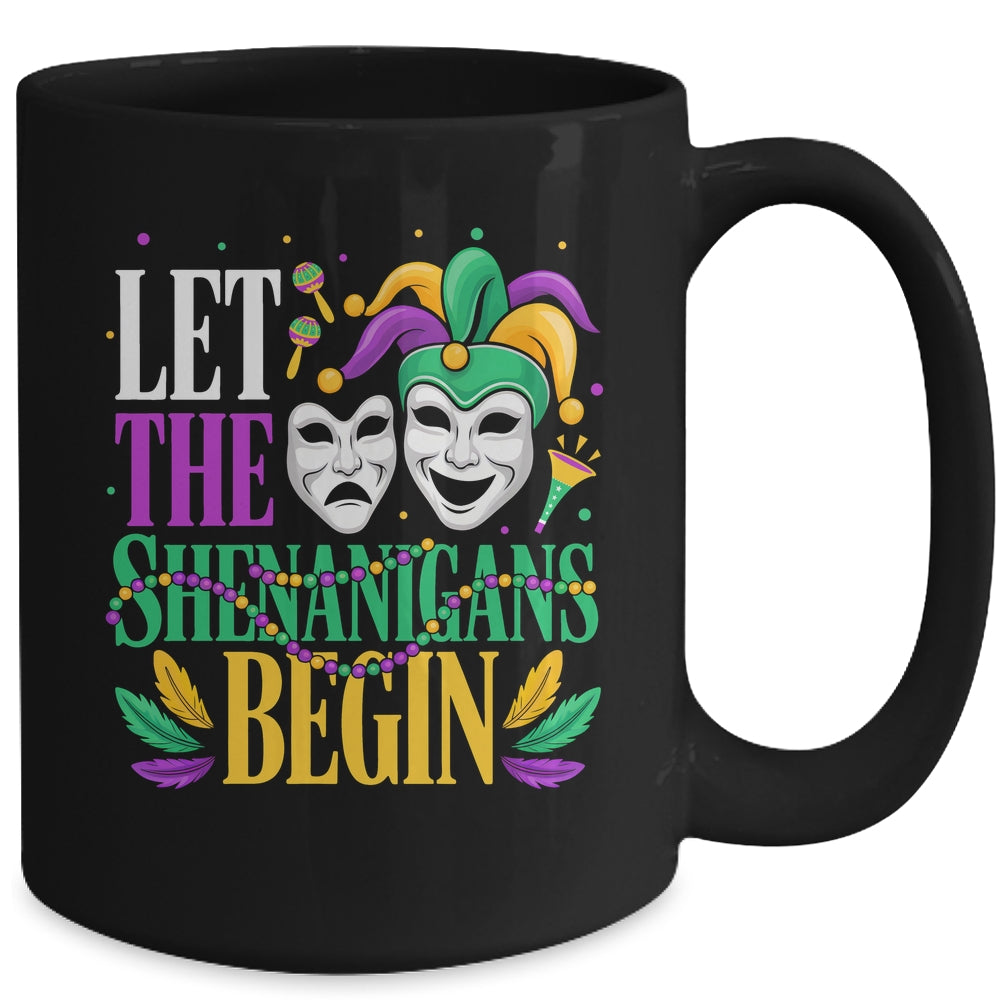 Mardi Gras Funny Let The Shenanigans Begin Jester Mask Mug | teecentury