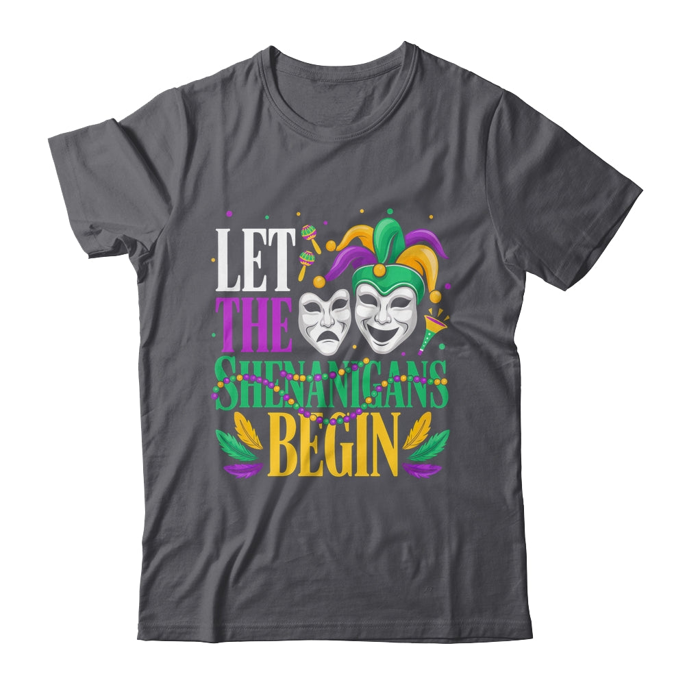 Mardi Gras Funny Let The Shenanigans Begin Jester Mask Shirt & Hoodie | teecentury