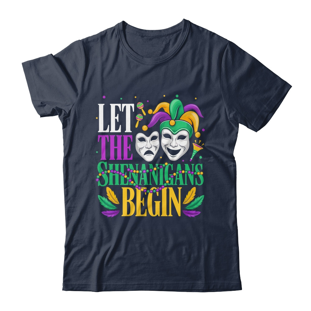 Mardi Gras Funny Let The Shenanigans Begin Jester Mask Shirt & Hoodie | teecentury