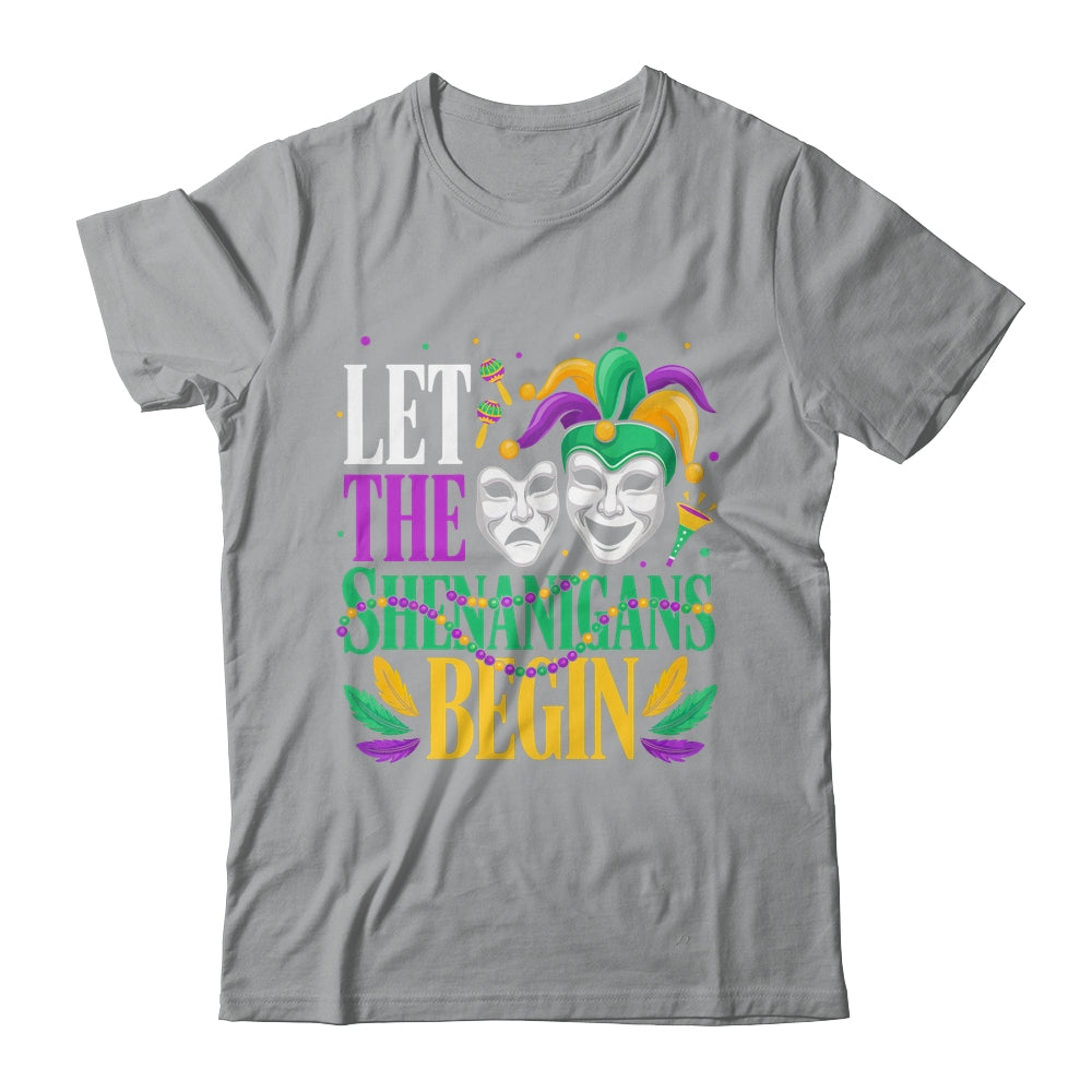 Mardi Gras Funny Let The Shenanigans Begin Jester Mask Shirt & Hoodie | teecentury