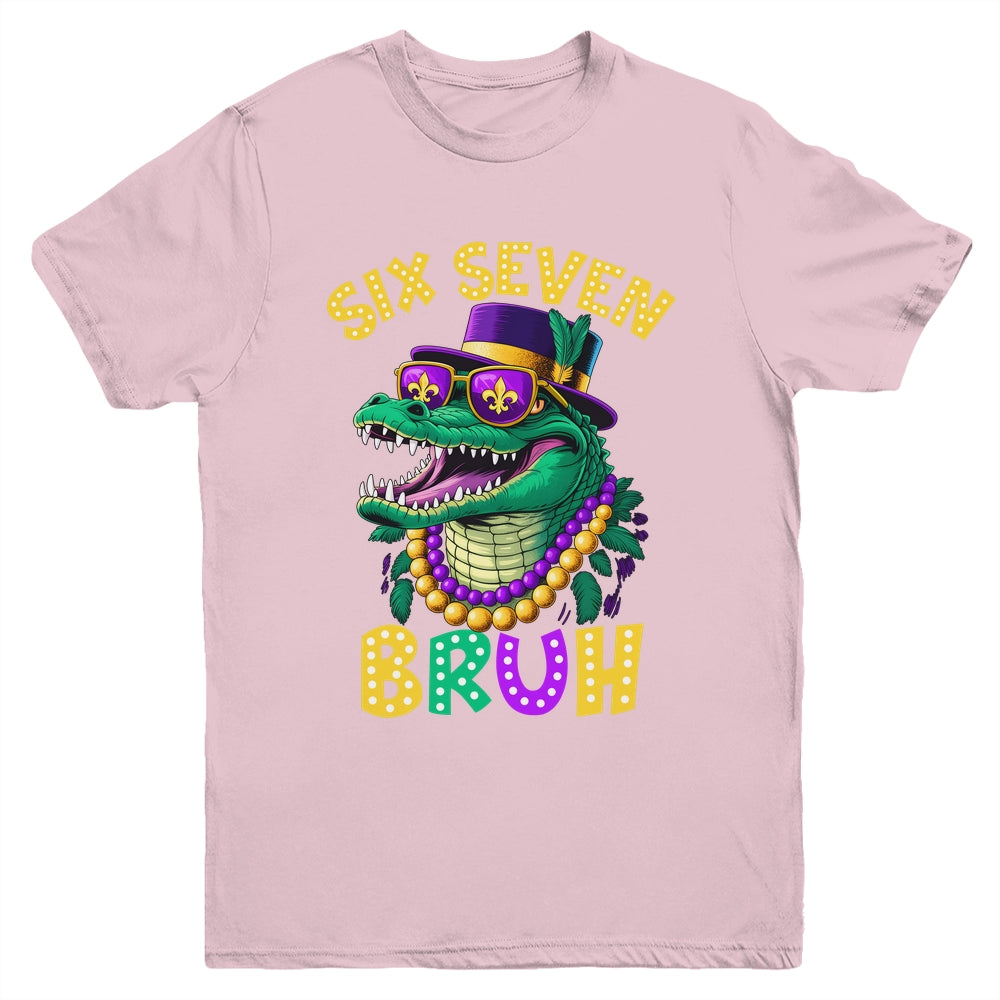 Mardi Gras Six Seven Bruh Mardigator Alligator 6 7 Meme Boy Youth Shirt | teecentury