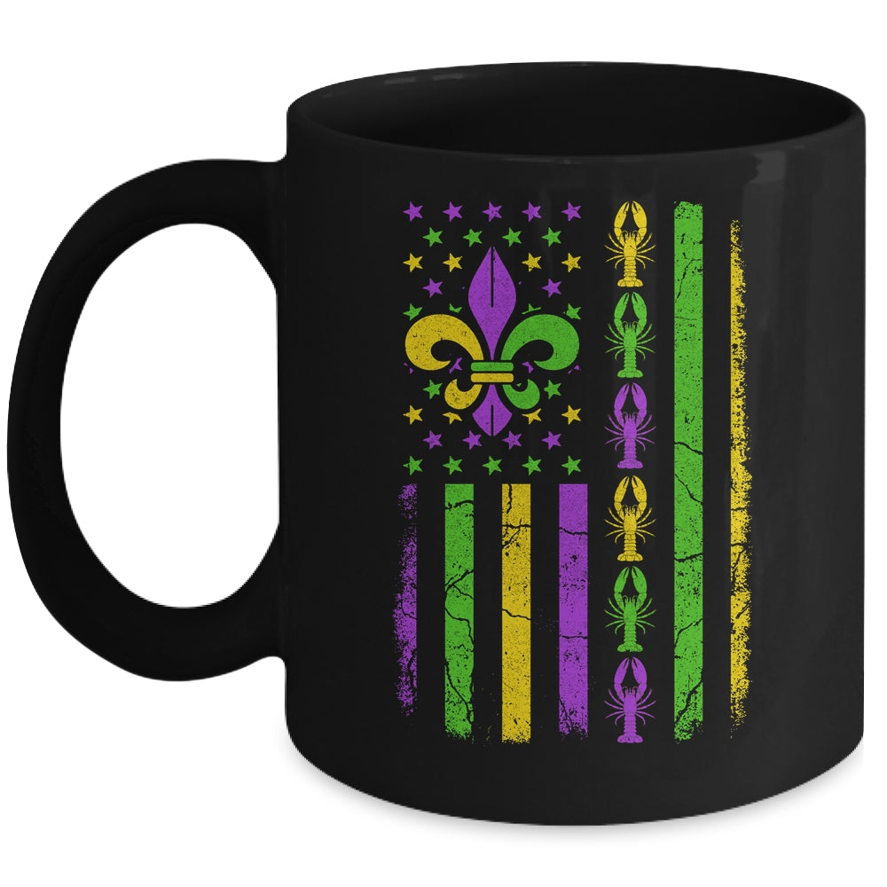 Mardi Gras US American Flag With Crawfish New Orleans Mug | teecentury