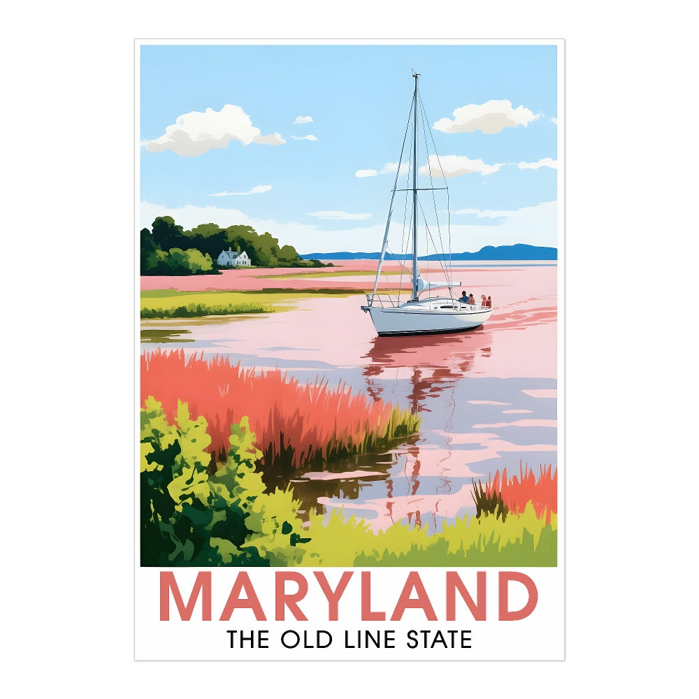 Maryland Travel Print Poster Nature Old Line State Chesapeake Bay Souvenir Wall Art Landscape Picture For Home Room Living Room Office Bedroom Decor Unframed | teecentury