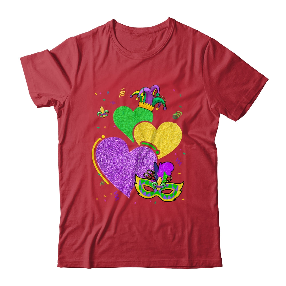 Mask Mardi Gras Cute Hearts Marks Women Girls Kids Vintage Shirt & Tank Top | teecentury