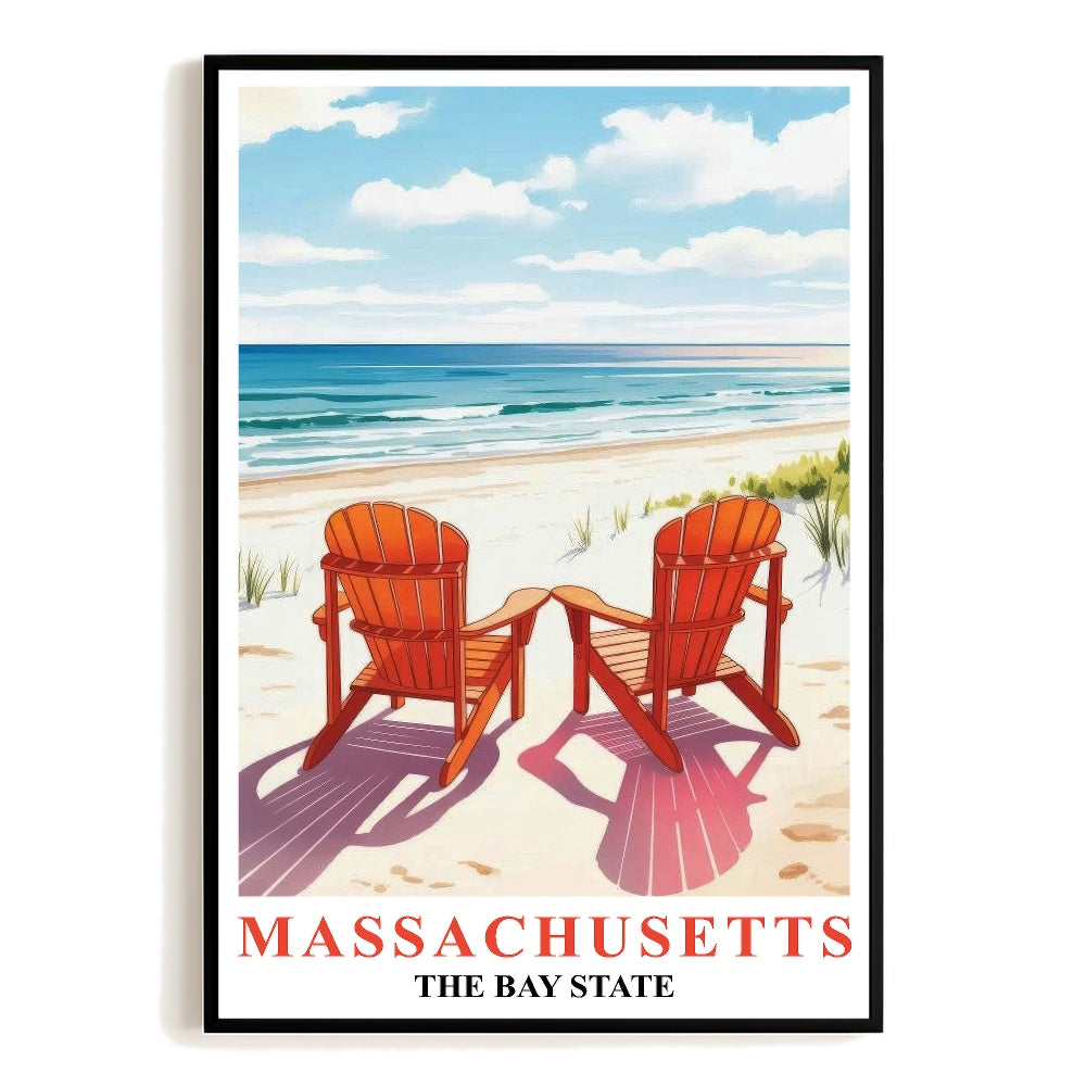 Massachusetts Travel Print Poster Retro Cape Cod The Bay State Souvenir Wall Art Landscape Picture For Home Room Living Room Office Bedroom Decor Unframed | teecentury