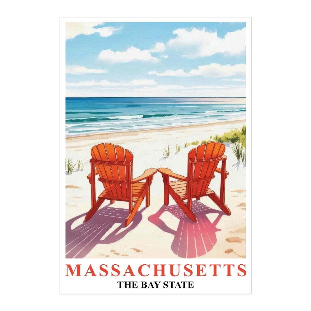Massachusetts Travel Print Poster Retro Cape Cod The Bay State Souvenir Wall Art Landscape Picture For Home Room Living Room Office Bedroom Decor Unframed | teecentury