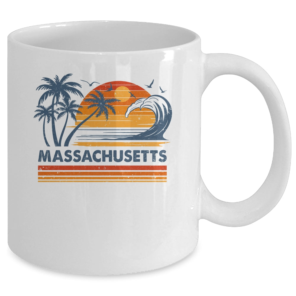 Massachusetts Vacation Sunset Cute 70s Vintage Retro Beach Mug | teecentury