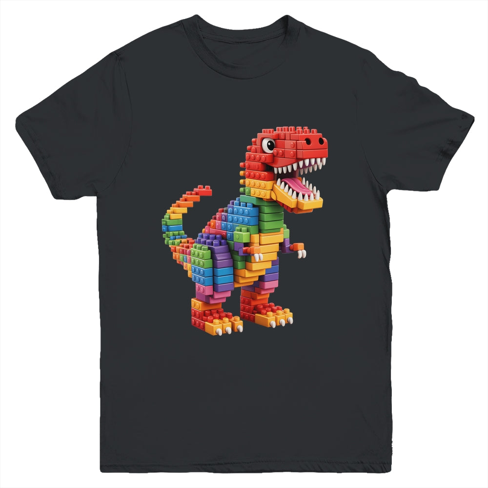 Master Builder Men Boys Kids Building Bricks Dinosaur T-Rex Youth Shirt | teecentury